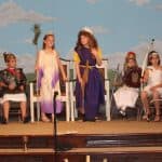 Students perform a greek myths play for their Banquest of the Gods